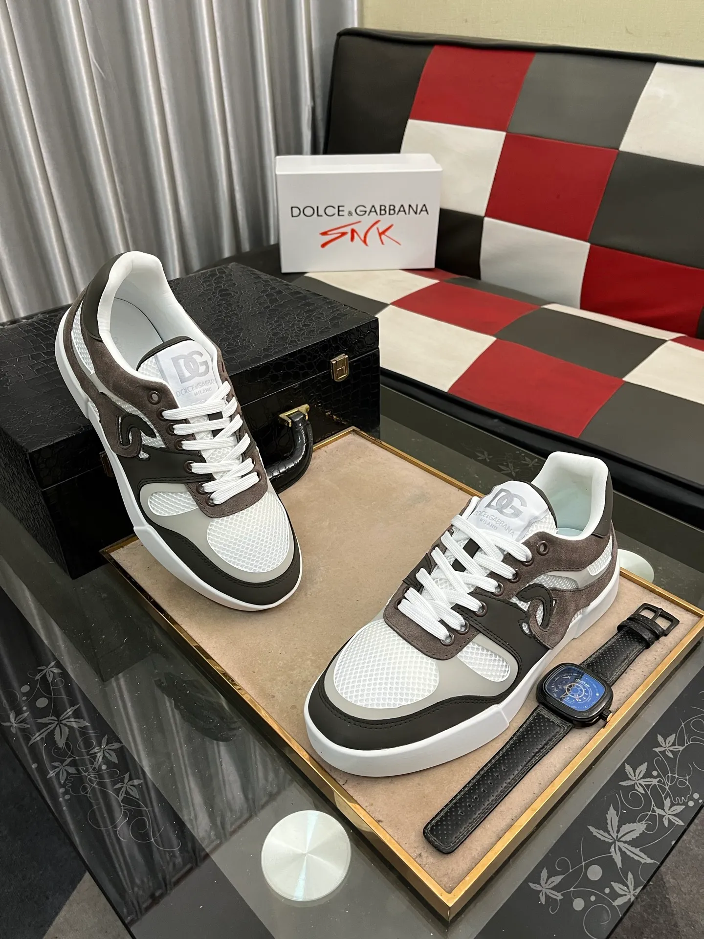 Men's shoes 💰440⌚️⌚️【DG～】Men's casual shoes are on sale at the same time 🔶🔷🔜The upper is made of cowhide stitching fabric ➕Mesh lining, comfortable and breathable, sole: original comfortable and wear-resistant outsole, ⚠️The real thing📱Photographed🎬The real thing is better📢📢📢Number: 35-46